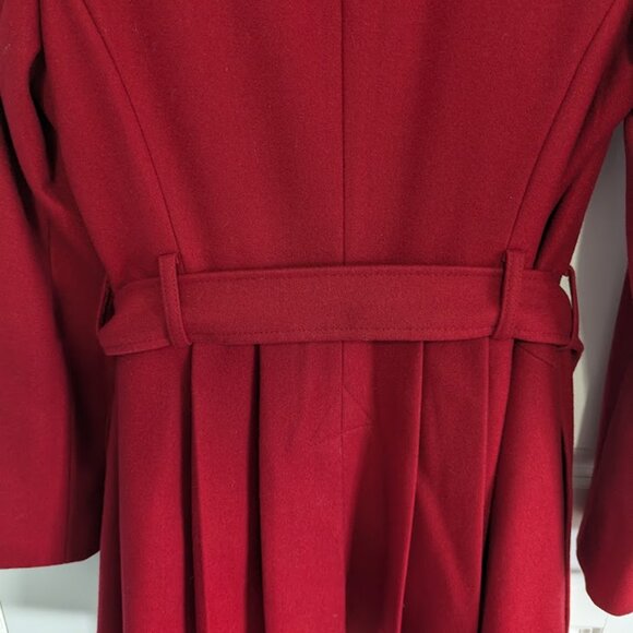 Via Spiga Red Wool Blend Belted Collared Peacoat Size 2 EUC - Picture 8 of 10